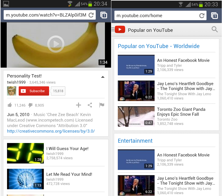 Google is testing a New beautiful Youtube Mobile Site User Interface ...