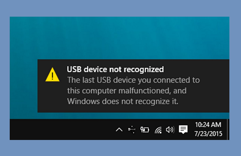 the last usb device you connected malfunctioned