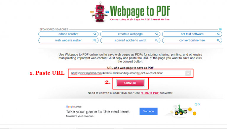 how to convert a web page to pdf