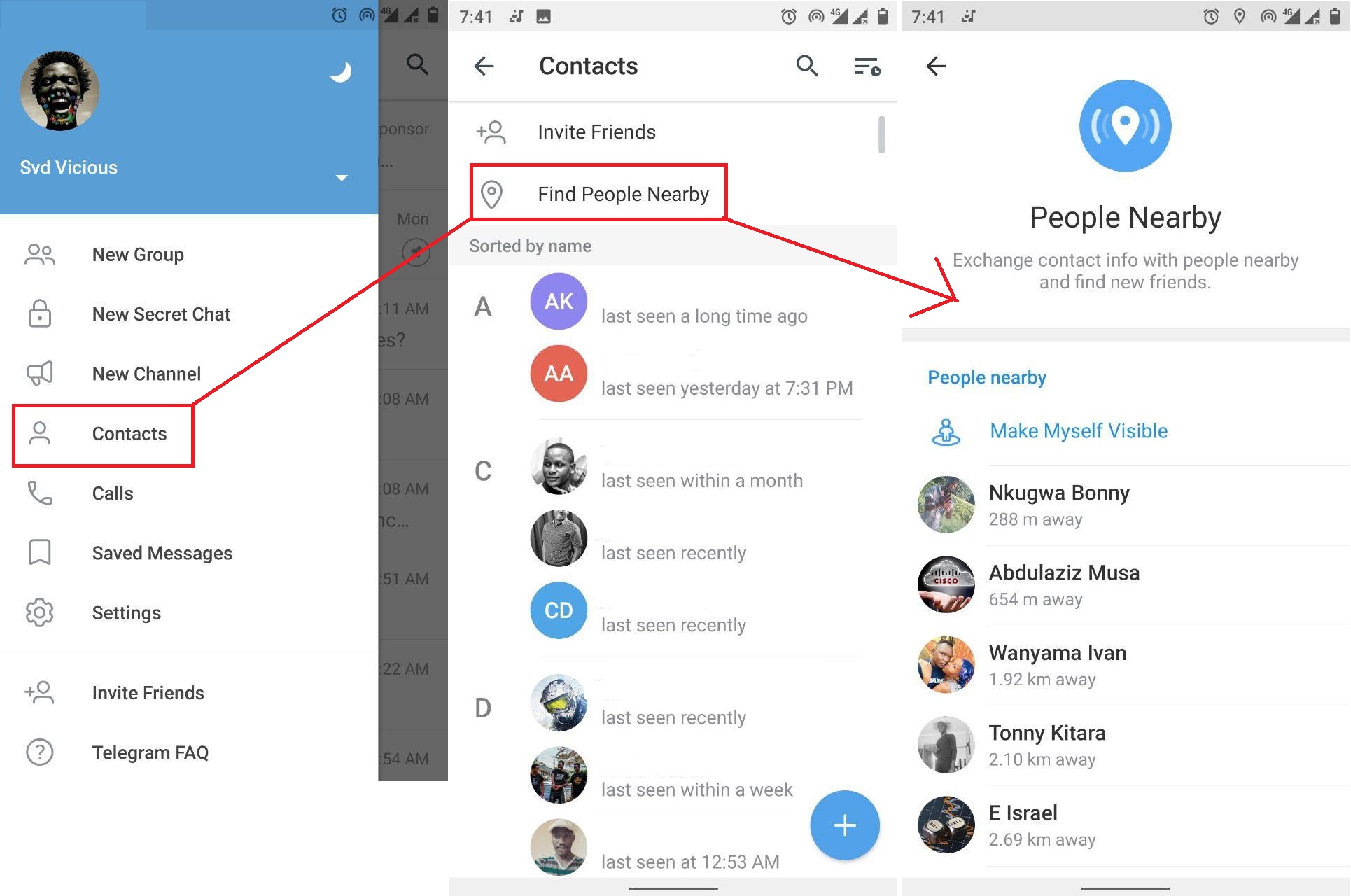 how to see telegram users close by