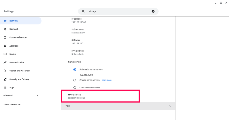 how to find mac address on chromebook