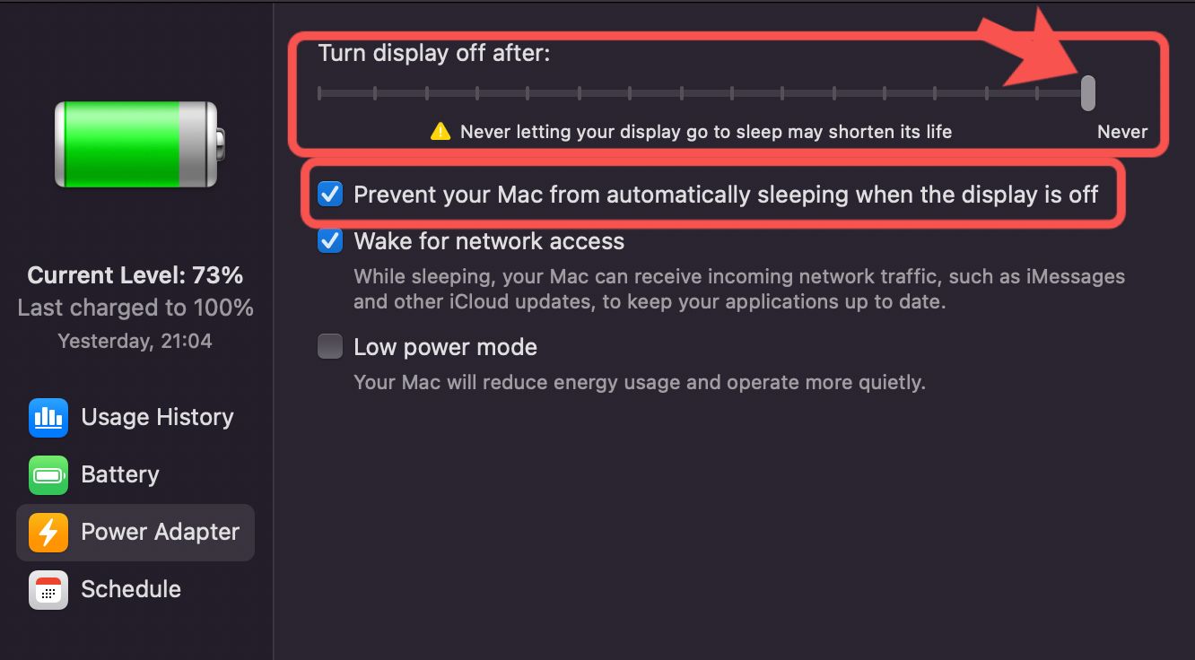 how to turn off screen sleep on macbook air