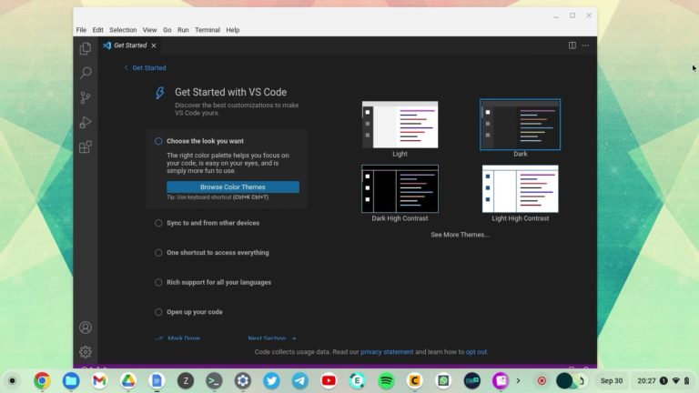 install visual studio code on chromebook