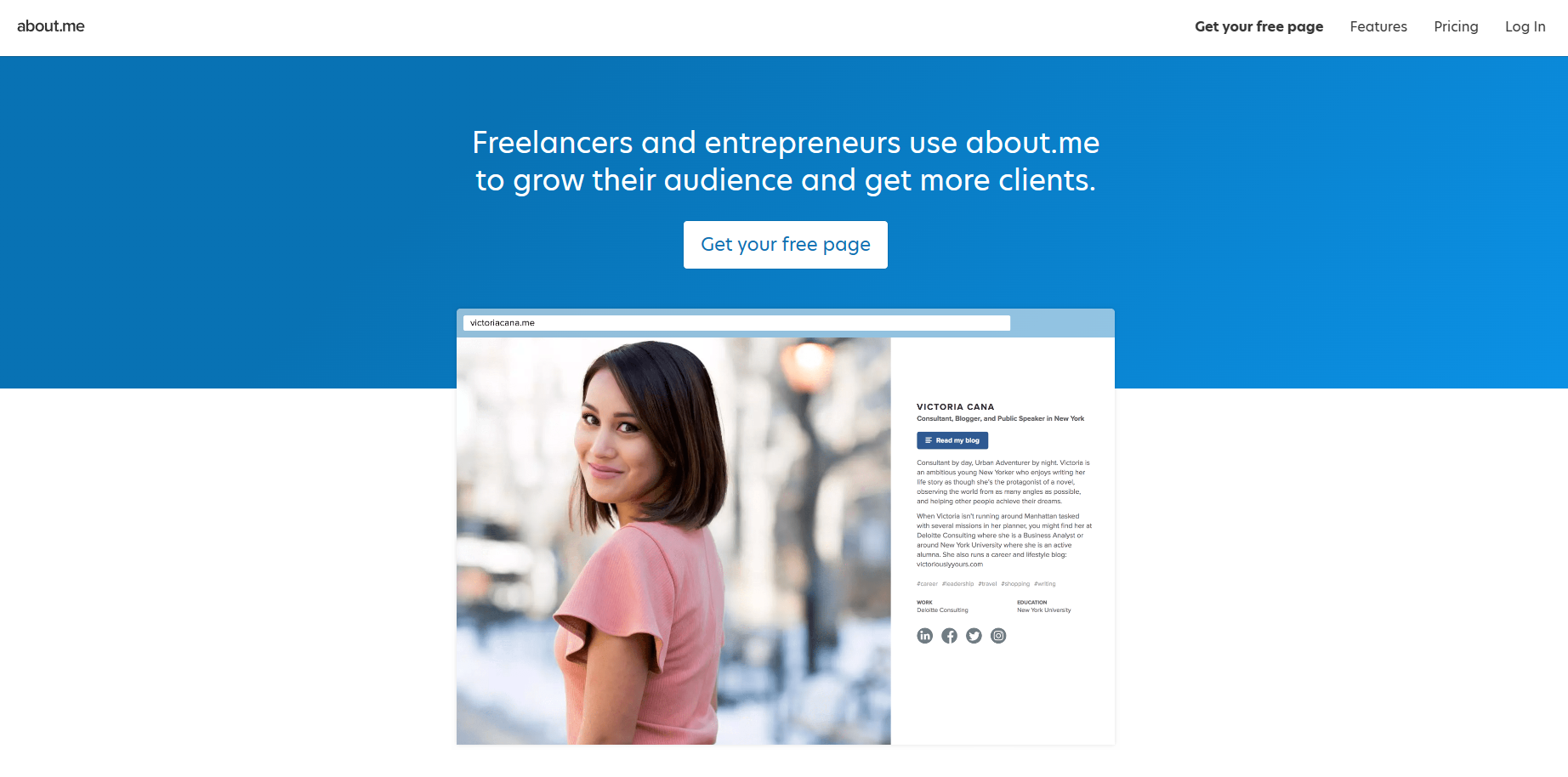About.me Create Your Free, OnePage Personal Website Dignited