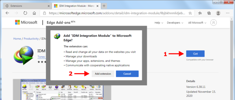 How To Add Internet Download Manager To Microsoft Edge