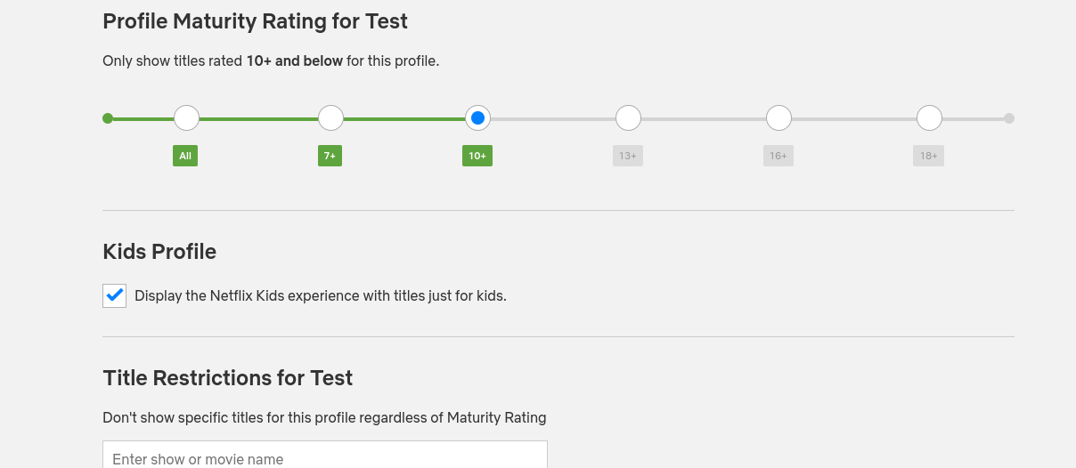 Profile Maturity Settings